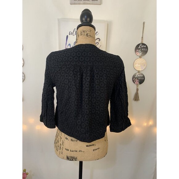 (E-127) Ann Taylor 3/4 sleeves womens top size M black color‎ - Picture 5 of 7